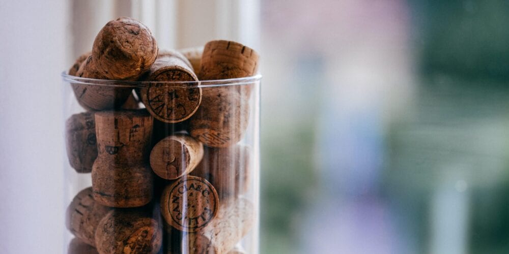 brown cork lot on glass container